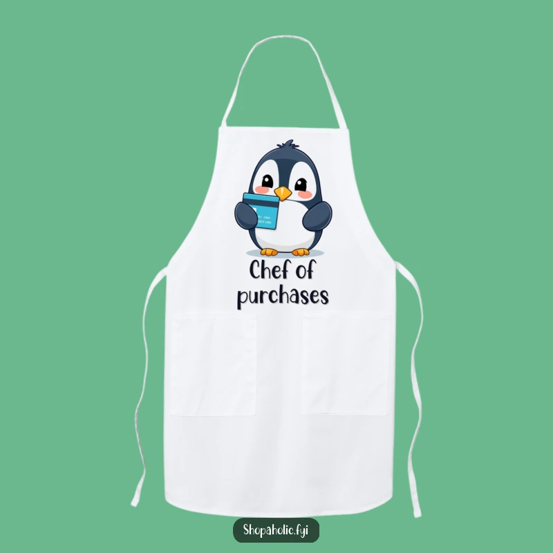 Funny Penguin Credit Card Chef Apron - Unique Gift for Shoppers