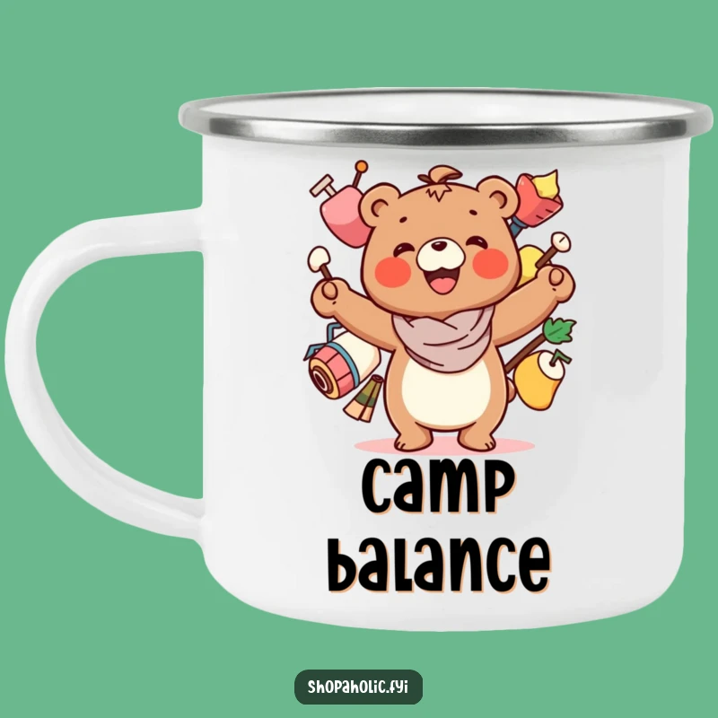 Funny Bear Balancing Act Camping Mug - Hilarious Outdoor Juggling!
