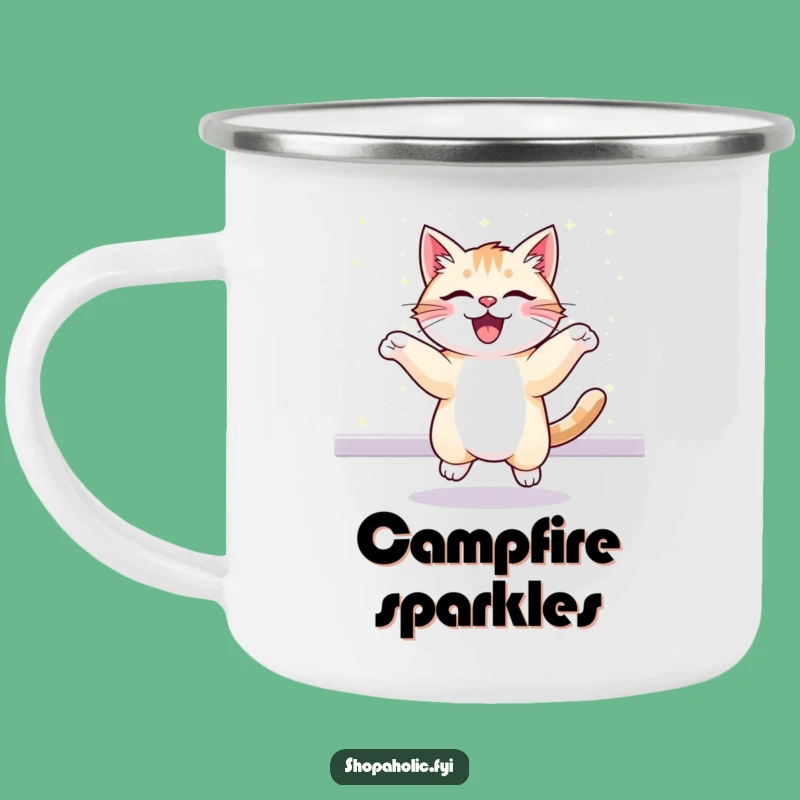 Funny Cat's Campfire Sparkle Mug - Outdoor Joy Gift