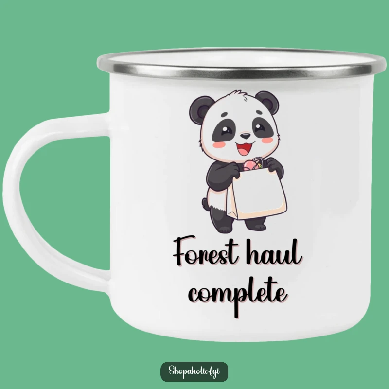 Funny Camping Mug: Panda Overflowing Bag, Hilarious Outdoor Shopping Treat