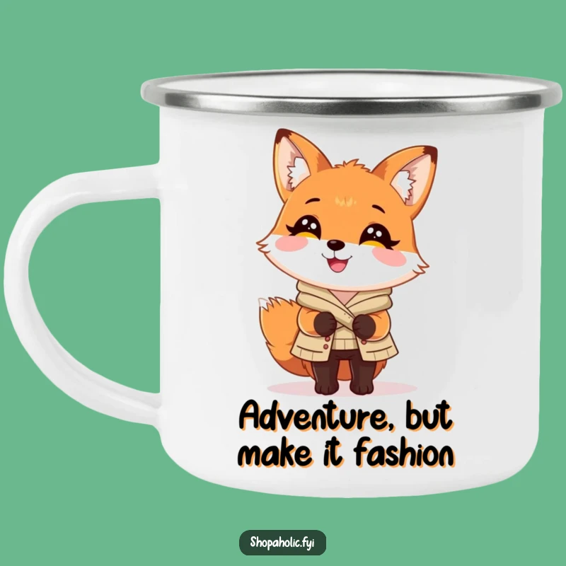Funny Fox Fashion Camping Mug: Stylish Fox Enamel Mug, Perfect Gift