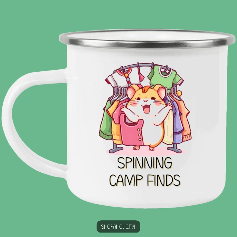 Funny Hamster Camping Mug: Spinning Style for Outdoor Fun