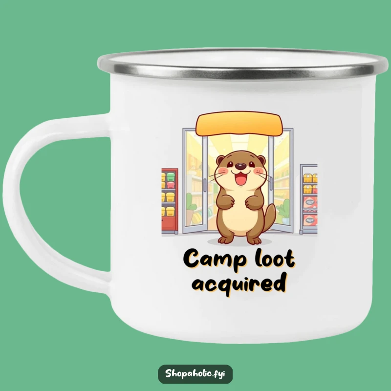 Funny Otter Camping Mug: Delighted Shopper for Outdoor Fun