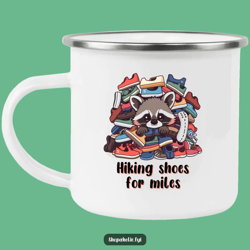 Funny Raccoon Campfire Mug: Hilarious Outdoor Adventure for Shoe Lovers