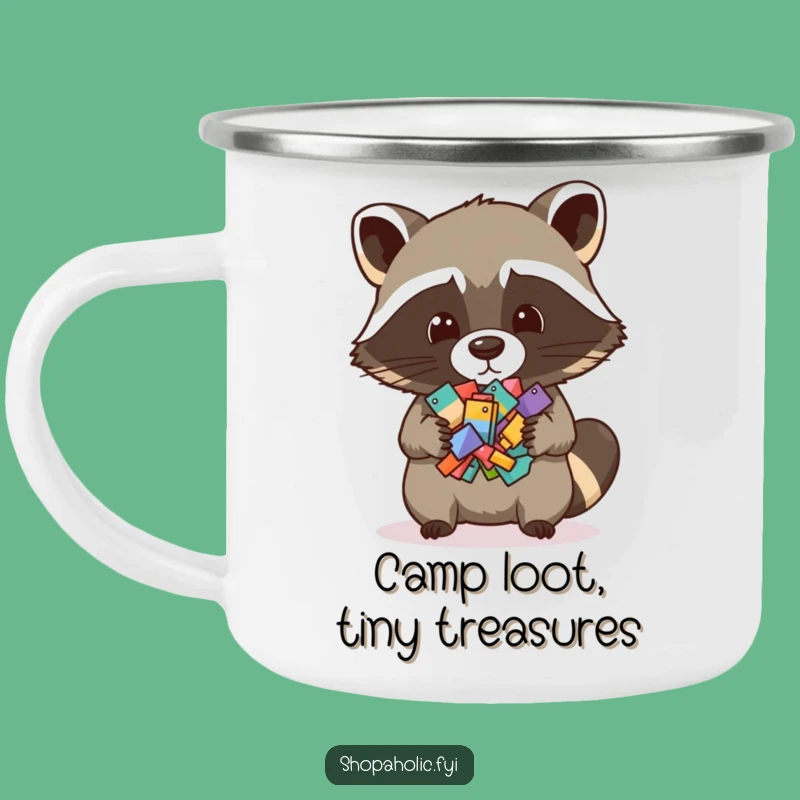 Funny Raccoon Collector Camp Mug: Adventure & Treasures!