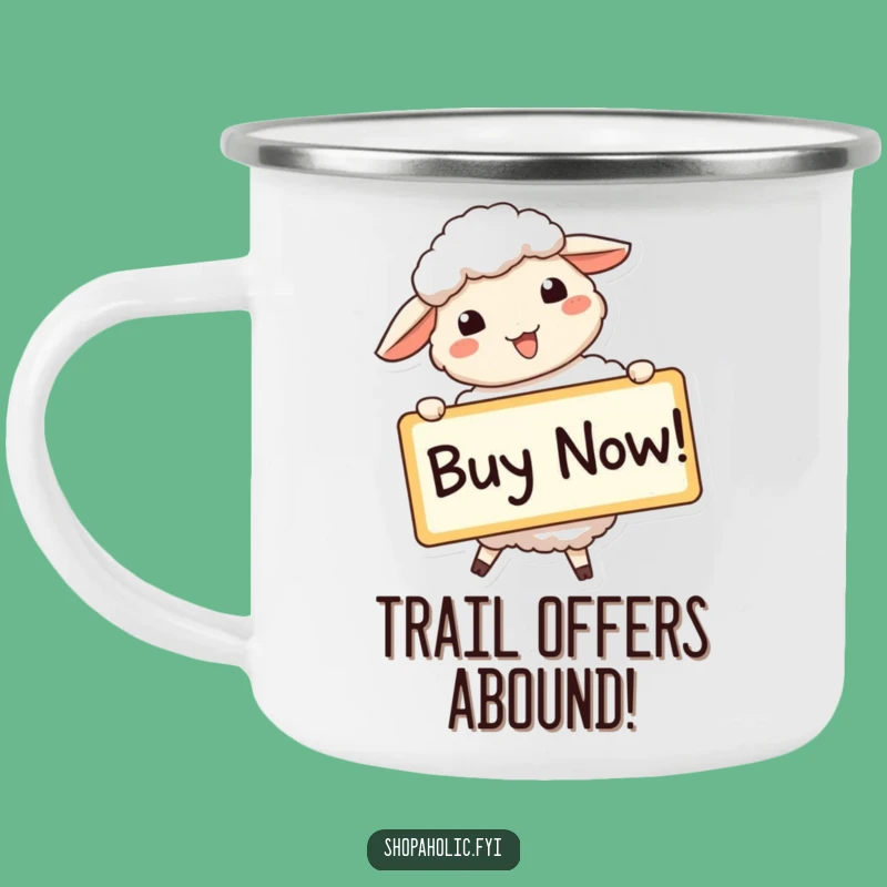 Funny Sheep Buy Now Camping Mug - Enthusiastic Outdoor Gift