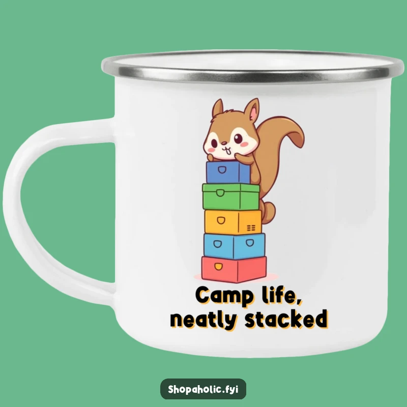 Funny Squirrel Box Tower Camping Mug - Adventure Ready for Ambitious Explorers