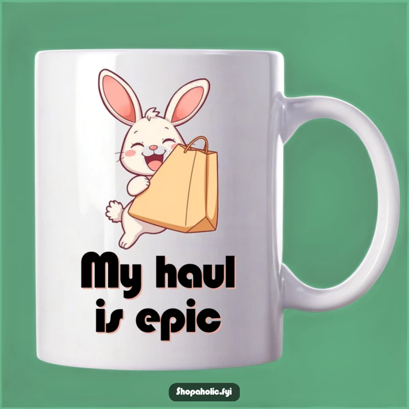 Funny Bunny Shopper Mug: Retail Therapy Humor Gift!