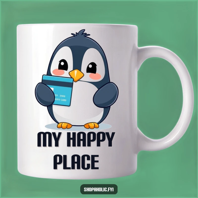 Funny Penguin Credit Card Joy Mug - Perfect Gift for Shoppers