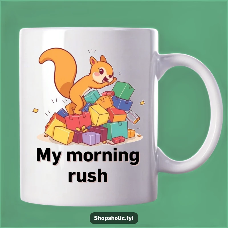 Funny Squirrel Box Chase Mug: Hilarious Animal Chaos Gift Idea