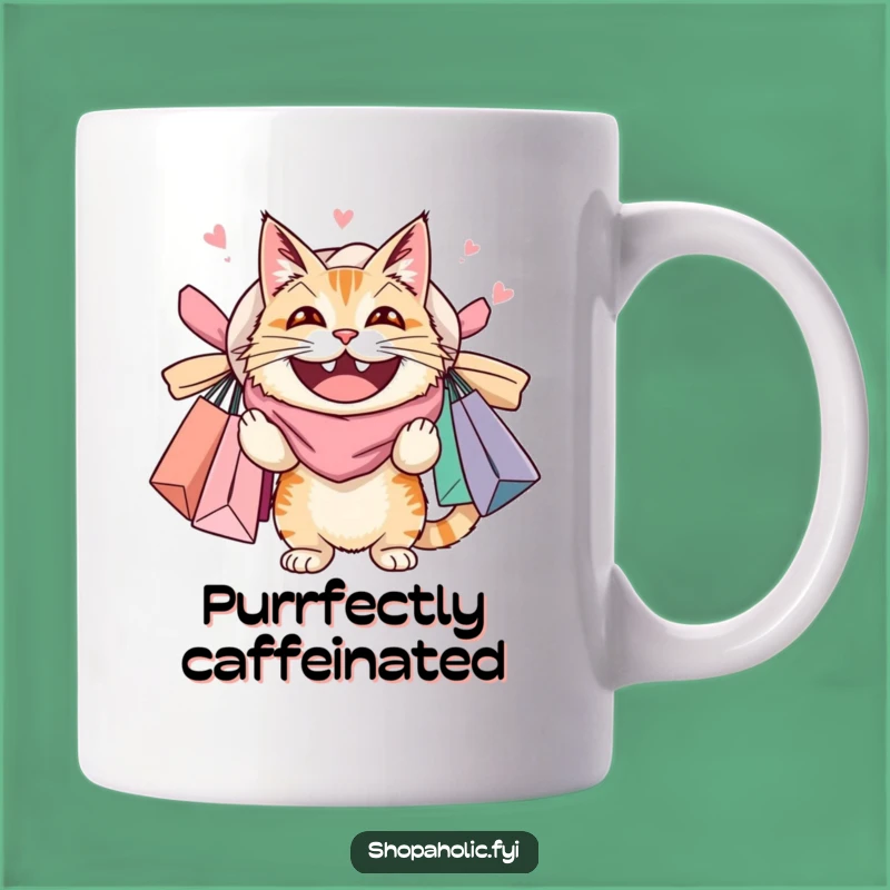 Funny Cat Shopping Mug: Overloaded Feline With Bags, Perfect Funny Gift