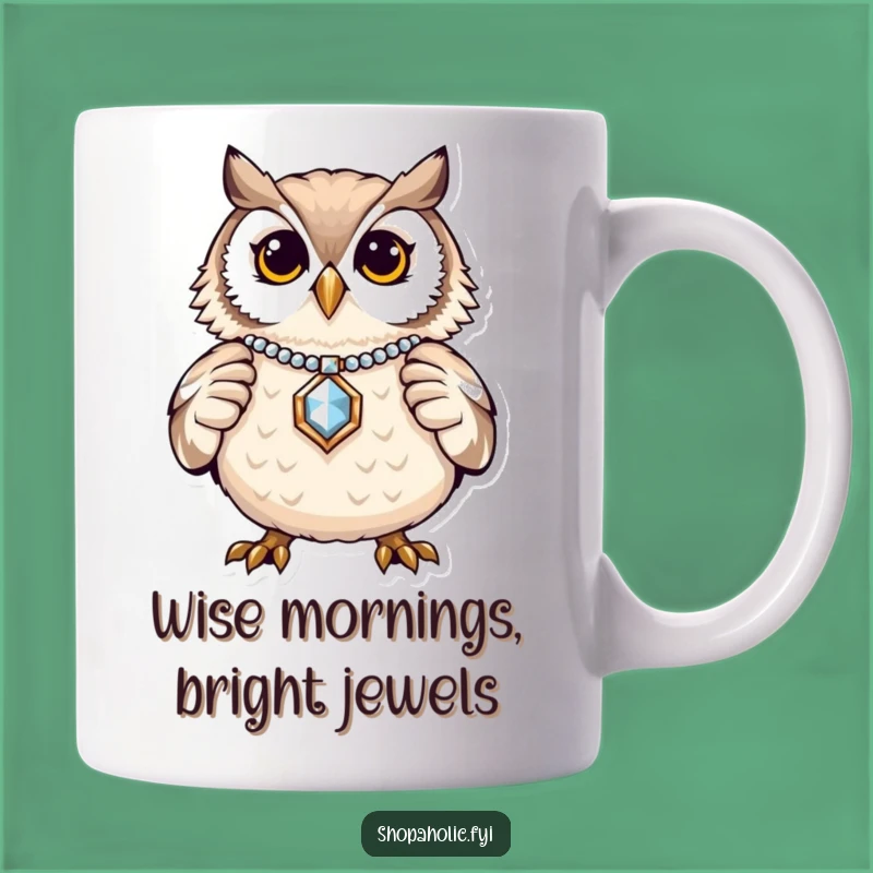 Funny Owl Jewelry Mug: Proud Bird Showing Off Bling, Perfect Gift