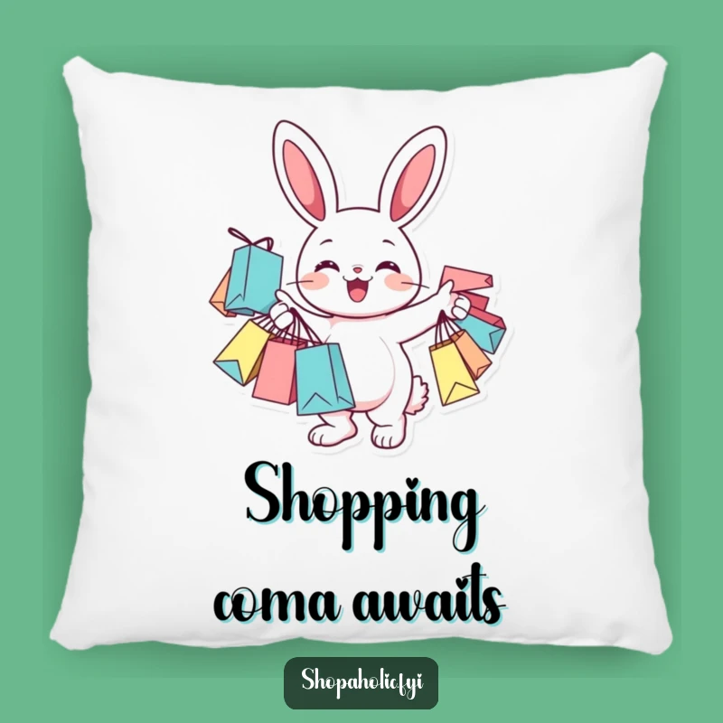 Funny Bunny Shopper Pillow: Cheerful Cushion for Comfort, Perfect Gift