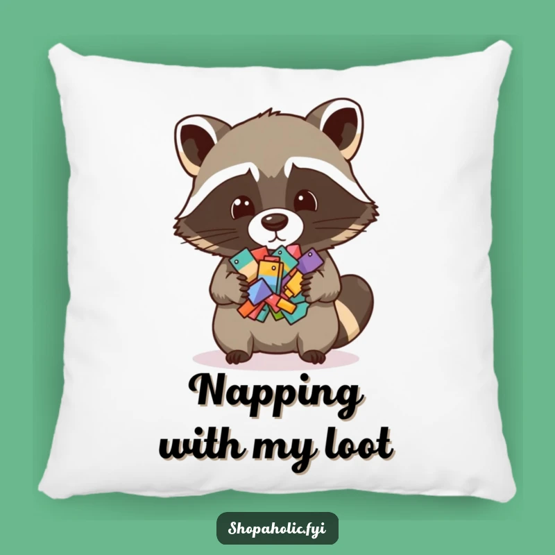 Funny Raccoon Collector Pillow: Cozy Comfort & Humor!