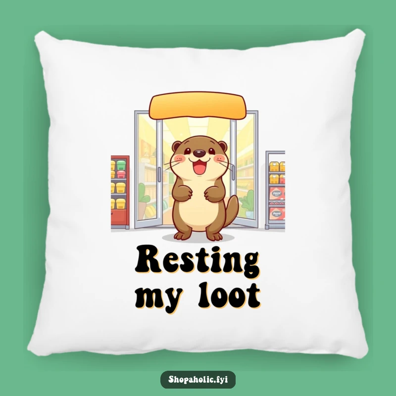 Funny Otter Pillow: Cozy Delighted Shopper Cushion, Perfect Gift