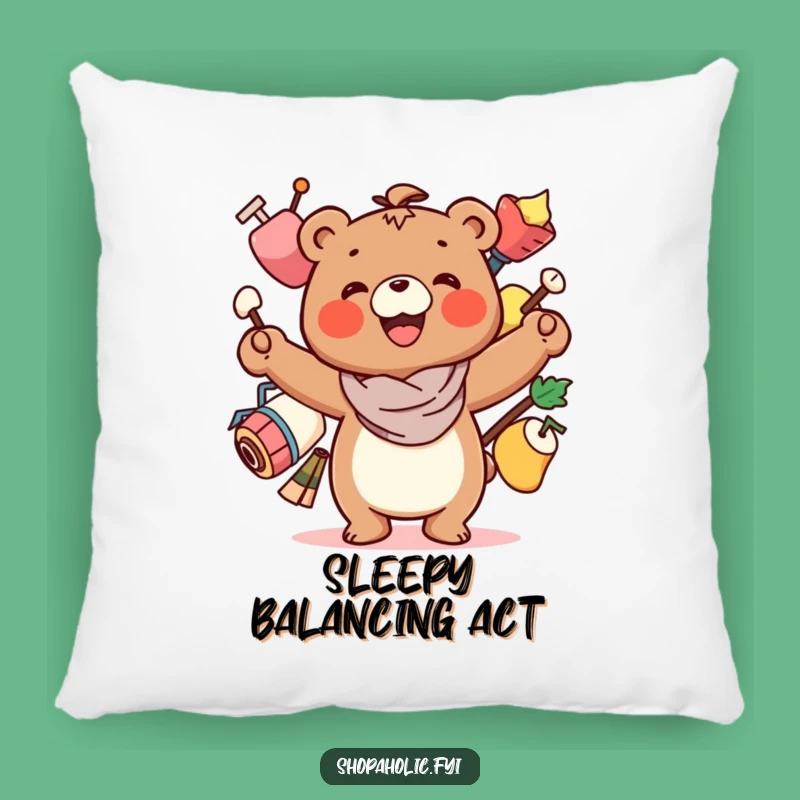 Funny Bear Balancing Act Pillow - Cozy & Hilarious Juggling!