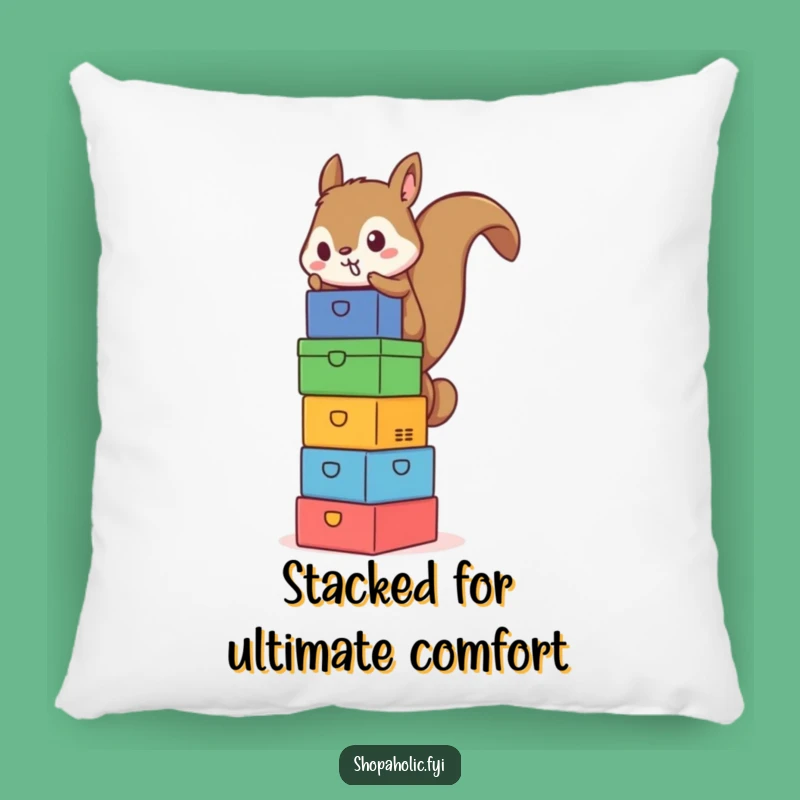 Funny Squirrel Box Tower Pillow - Cozy Comfort for Ambitious Dreamers