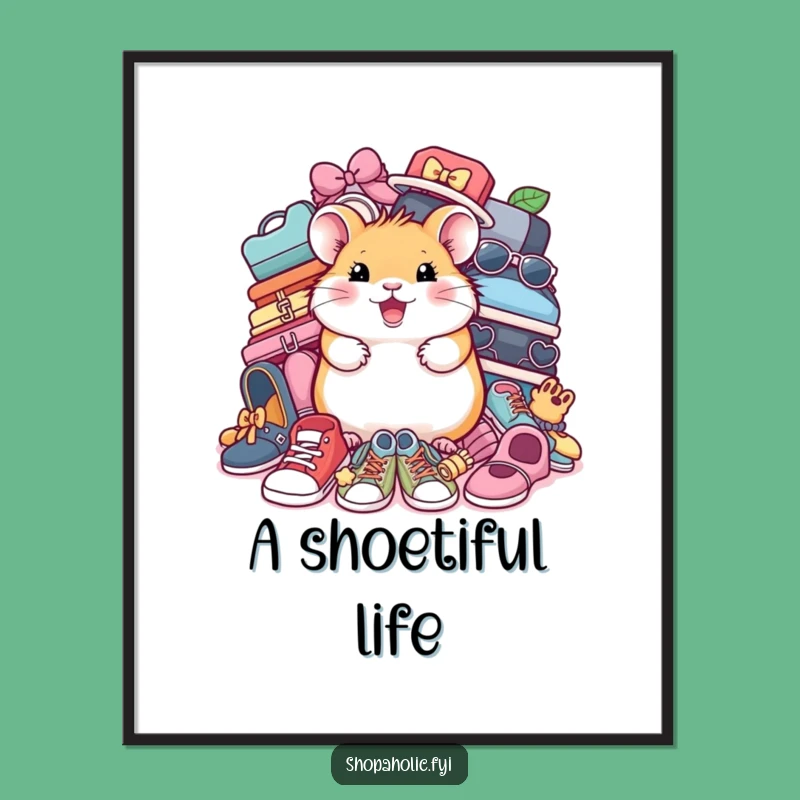 Funny Hamster Shoe Digital Print: Cheerful Footwear Art for Walls, Decor