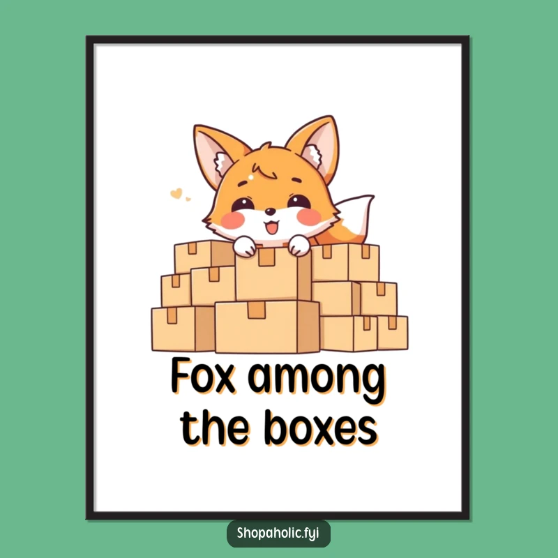 Funny Fox Hider Digital Print: Delighted Art for Walls, Perfect Decor Gift