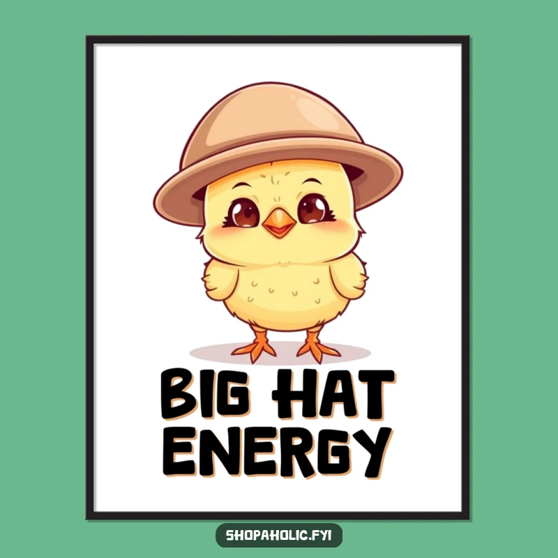 Funny Chick Oversized Hat Digital Art: Instant Whimsical Decor for Your Stylish Space