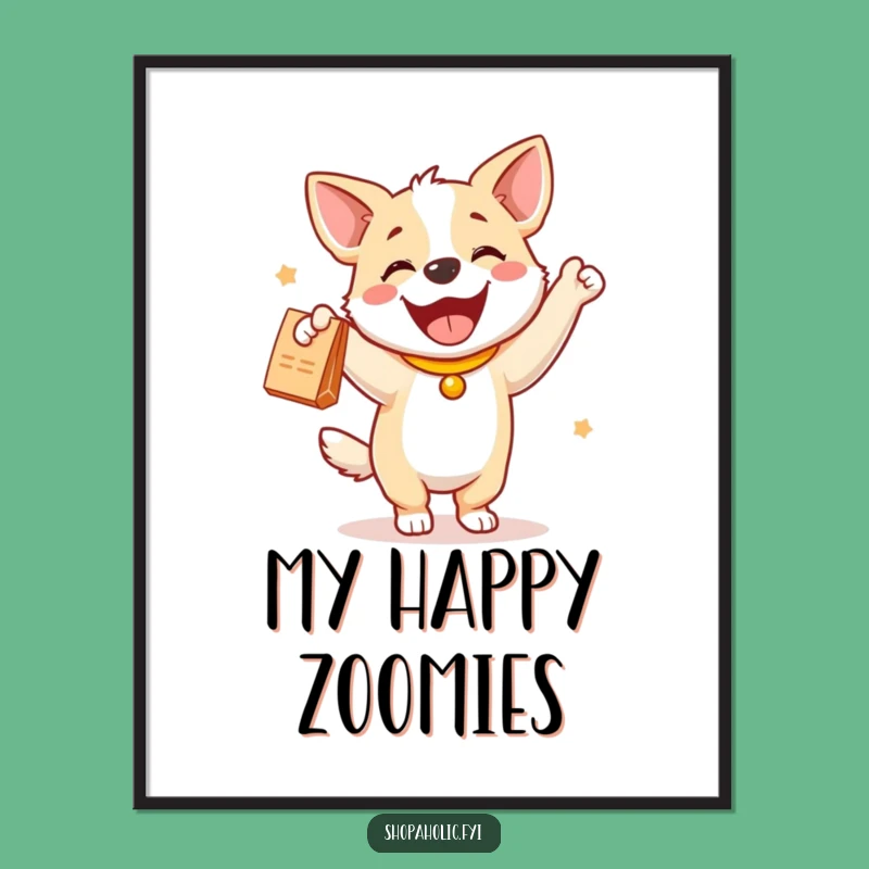 Funny Dog Happy Dance Art Print - Decorate with pure joy, a funny gift!