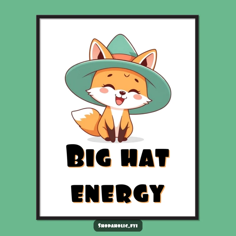Funny Fox's Grand Hat Digital Print - Instant Whimsical Decor