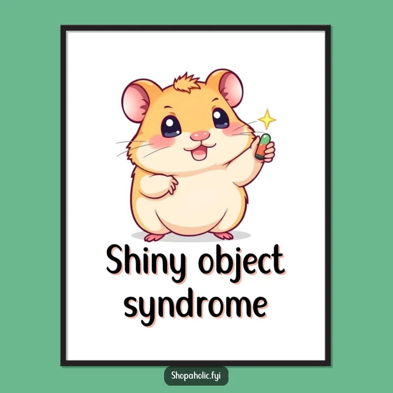 Funny Hamster's Shiny Pursuit Digital Print: Hilarious Art for Your Walls