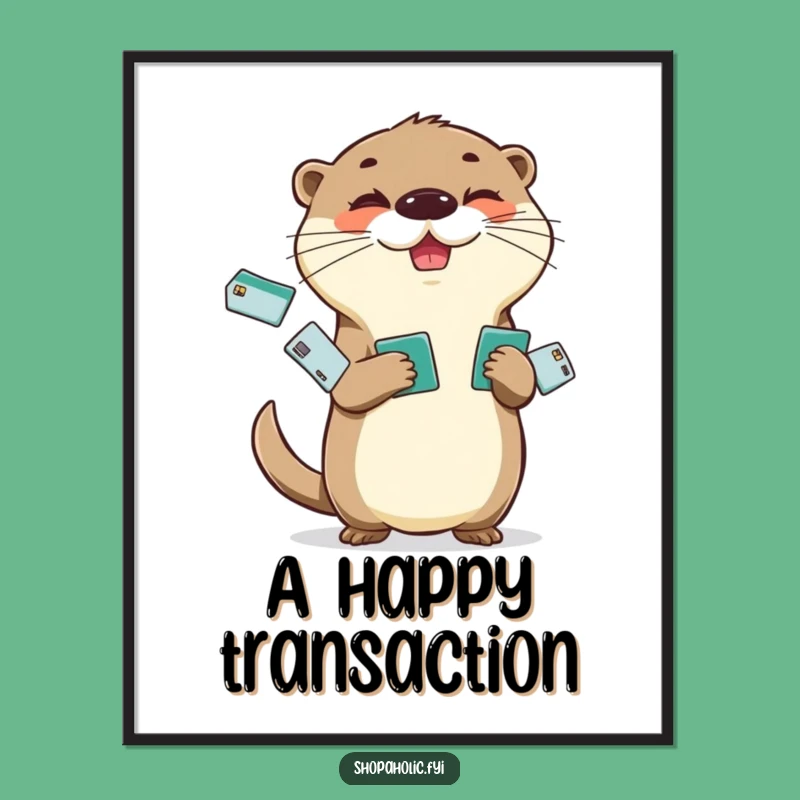 Funny Otter Credit Card Digital Art: Juggling Otter Printable, Perfect Gift