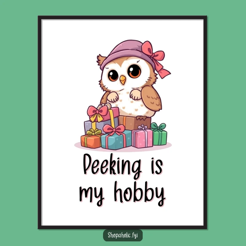 Funny Owl Digital Art: Instant Gift Peek Download, Perfect Funny Gift Art