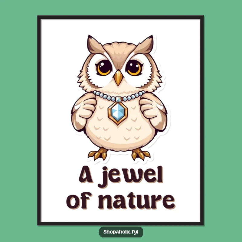 Funny Owl Jewelry Digital Print: Proud Elegance Art for Walls, Decor