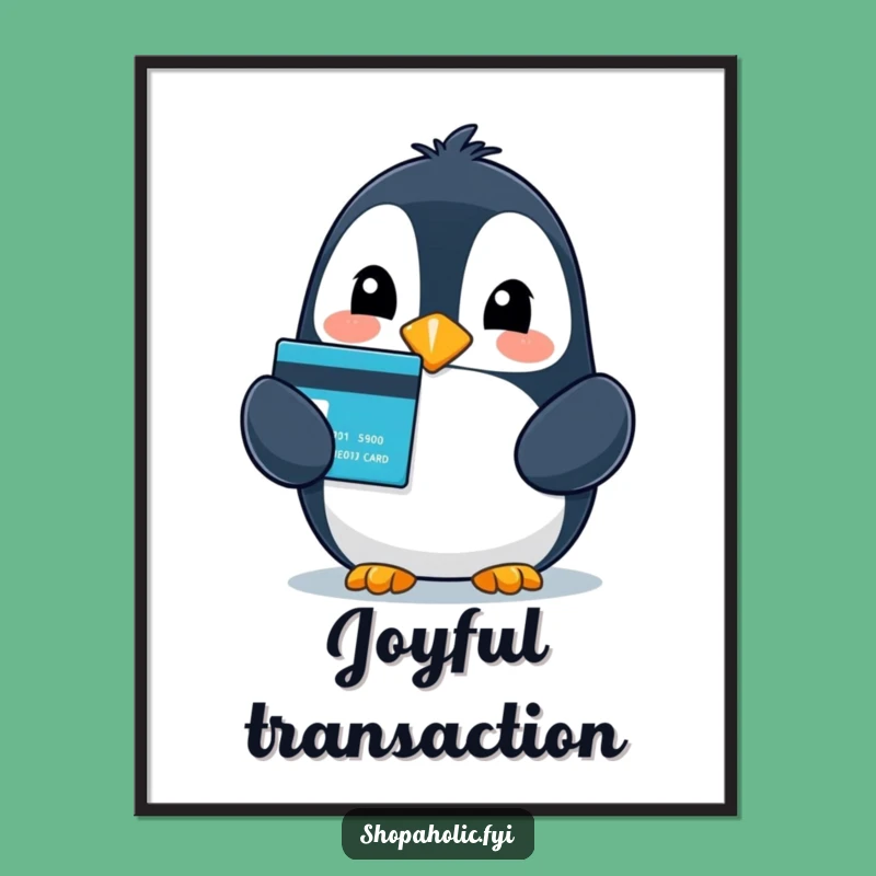Funny Penguin Credit Card Digital Art - Instant Gift for Shoppers