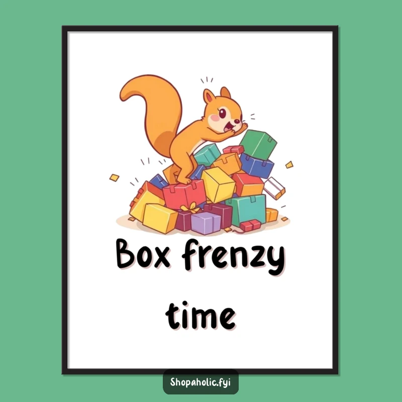 Funny Squirrel Box Chase Digital Art: Hilarious Printable Decor For Energetic Souls