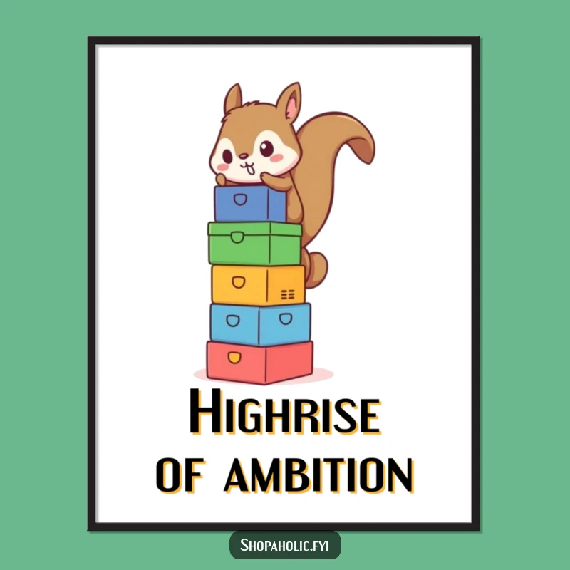 Funny Squirrel Box Tower Digital Art - Instant Ambition for Your Walls