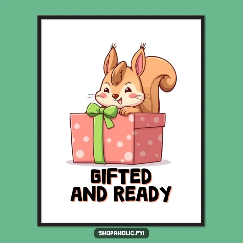 Funny Squirrel Gift Box Digital Art: Instant Whimsical Decor for Your Nature Space
