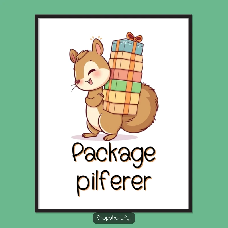 Funny Squirrel's Package Frenzy Digital Print - Instant Amusing Decor