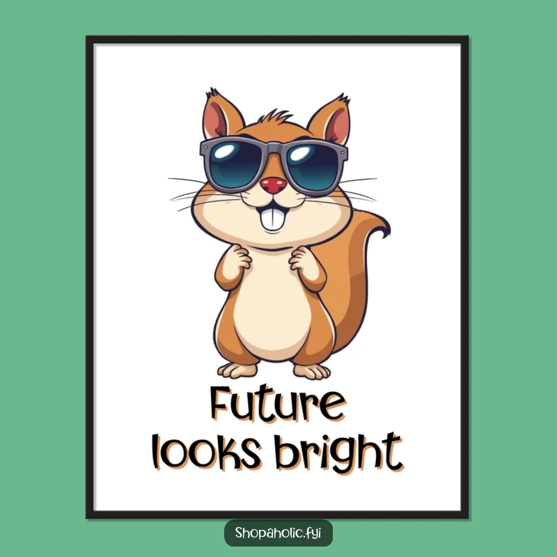 Funny Squirrel Sunglasses Digital Print: Energetic Style Art for Walls, Decor