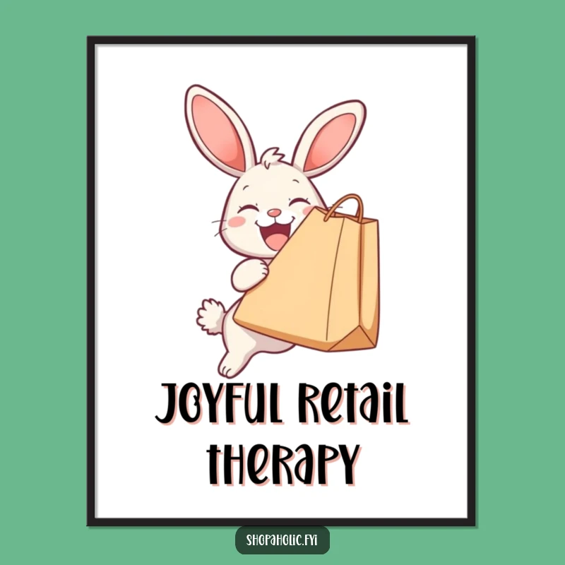 Funny Bunny Shopping Digital Art: Instant Joyful Gift!