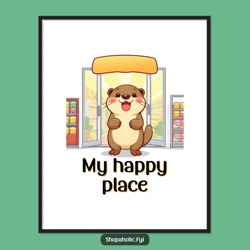 Funny Otter Digital Art: Delighted Shopper for Instant Decor