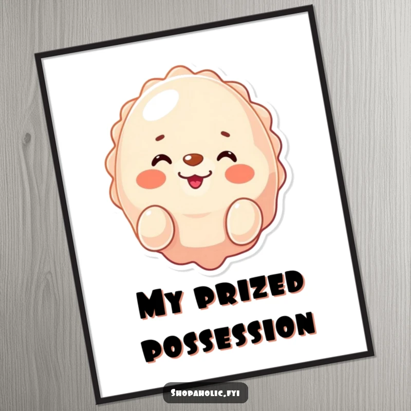 Funny seal digital art print, winking and smiling while presenting a shiny purchase, instant wall art with smug humor, a gift.