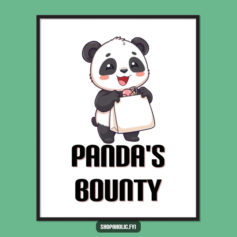 Funny Digital Art Print: Panda Shopping Spree, Instant Decor