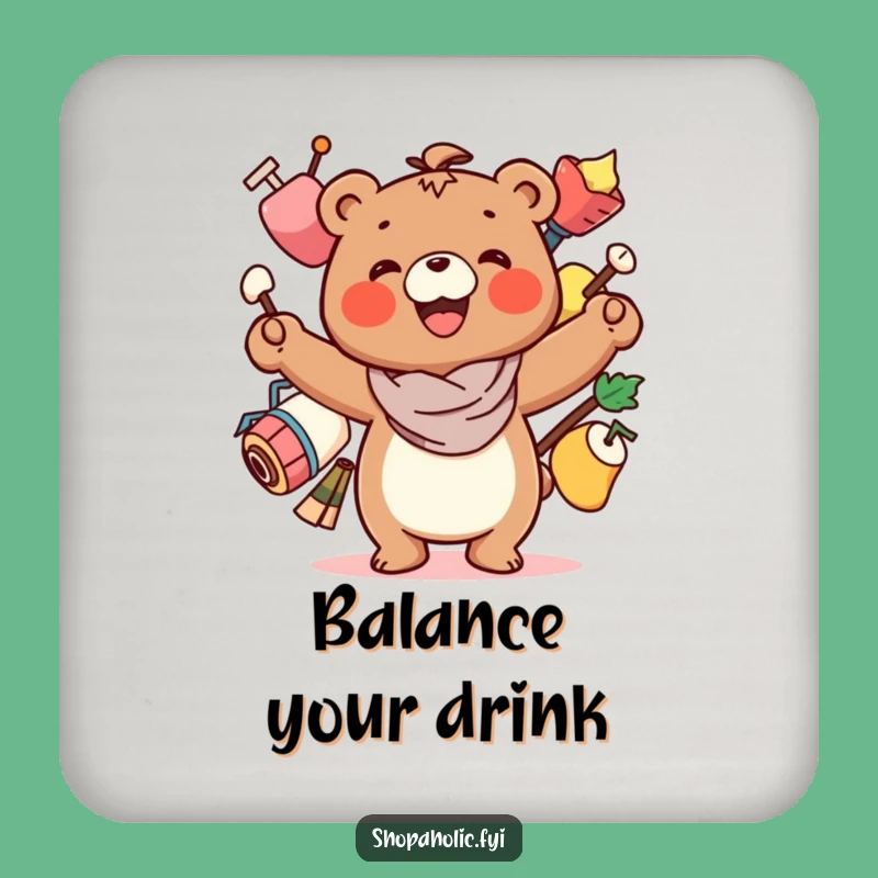 Funny Bear Balancing Act Coasters - Hilarious Protection for Surfaces!