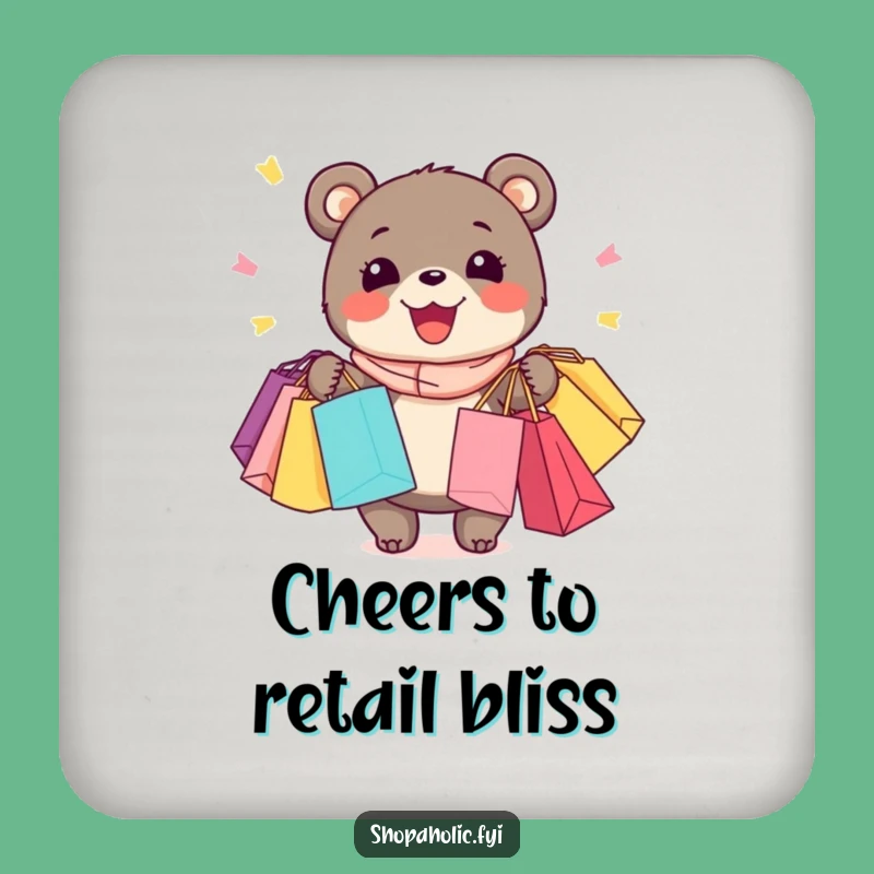 Funny Bear Shopping Coasters: Joyful Bear Set, Protect Surfaces Gift