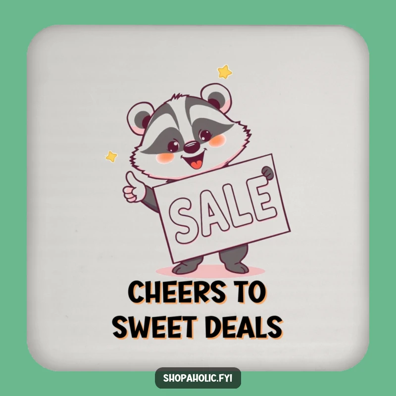 Funny Badger Sale Hunter Coaster - Protect Surfaces with Deal-Loving Humor