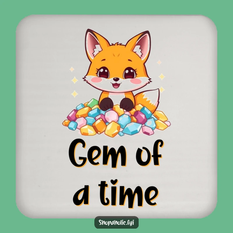 Funny Jewel Fox Coaster - Protect Surfaces with Sparkle and Humor