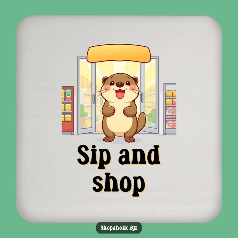 Funny Otter Coaster: Delighted Shopper Protects Your Surfaces