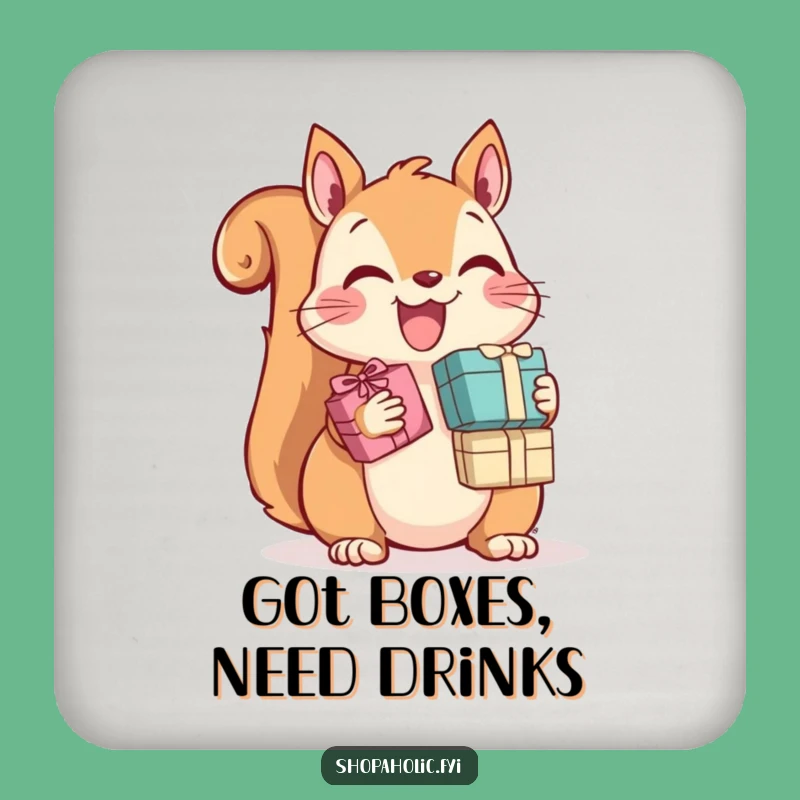 Funny Squirrel Drink Coasters: Protect Surfaces with Cute Gift Art, Set of Funny Gifts