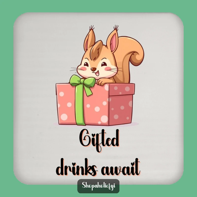 Funny Squirrel Gift Box Coaster Set: Protect Surfaces with Hilarious Woodland Charm