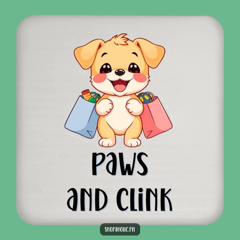 Funny Puppy Shopping Drink Coaster: Protect Surfaces, Delighted Dog Decor