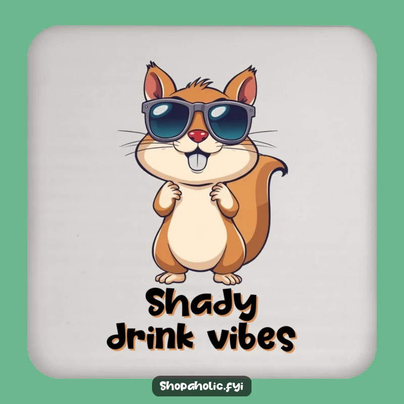 Funny Squirrel Sunglasses Coaster Set: Energetic Style Drink Protection, Gift