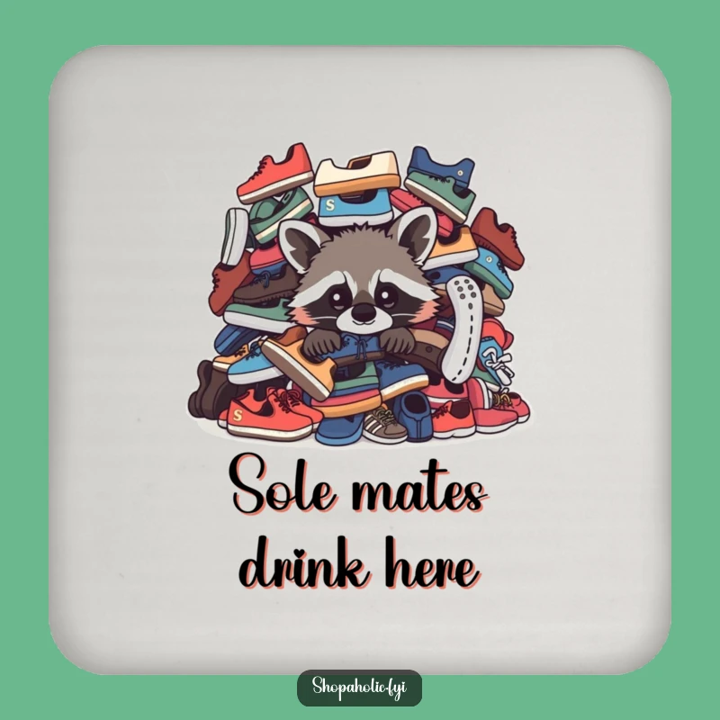 Funny Raccoon Coaster Set: Hilarious Protection for Furniture from Shoe Lovers